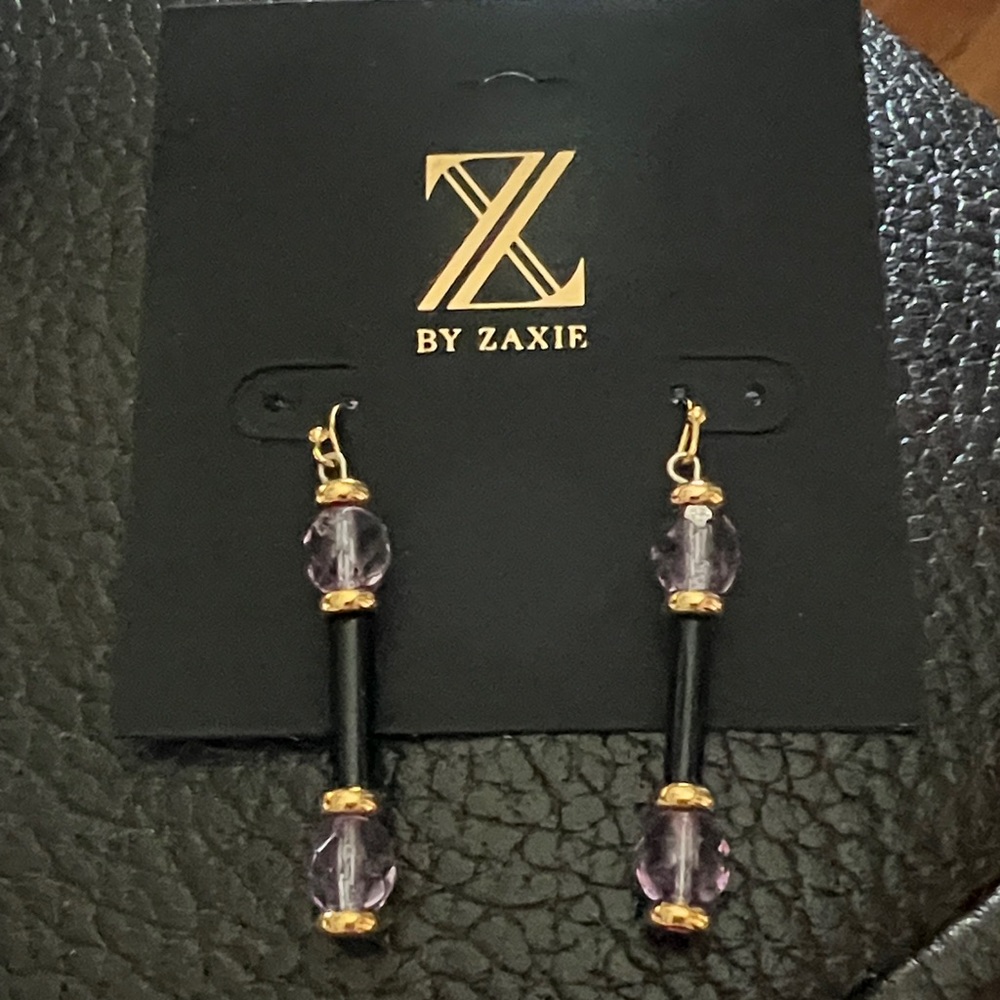 3/$18 Gold and Purple Drop Earrings